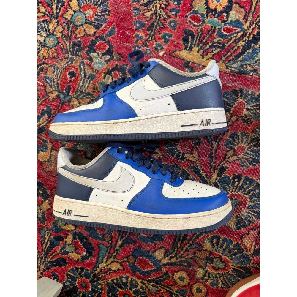 Nike Air Force 1 Low White Royal Blue Leather Sneakers Size 8 FQ8825-100